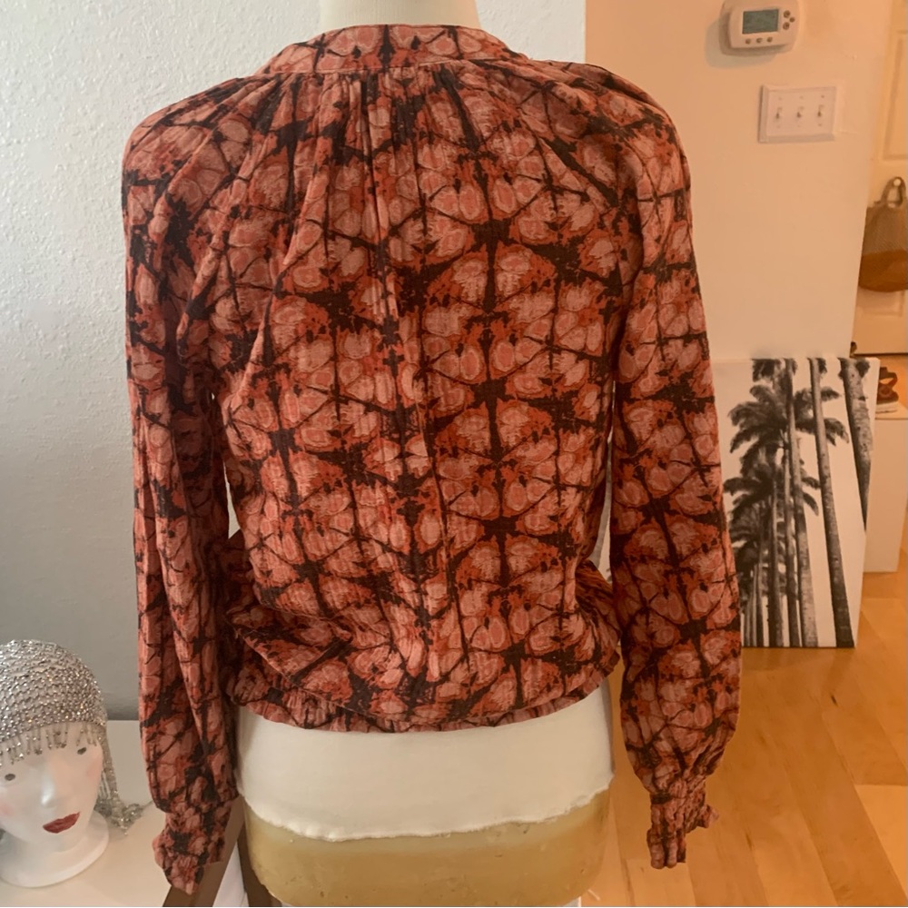 Anthropologie Porridge Peasant Blouse. Spliced neck with tassel tie. 100% cotton - Picture 8 of 15